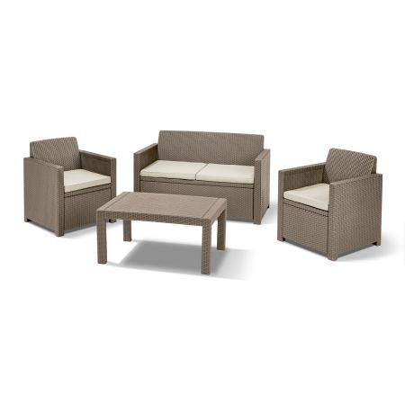 BALCONY SET 4 PIECES KETER MERANO IN CAPPUCCINO COLOR WITH SAND CUSHIONS